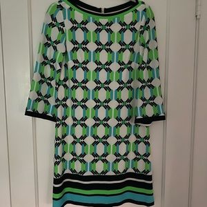 Eliza J patterned shift dress blue and green